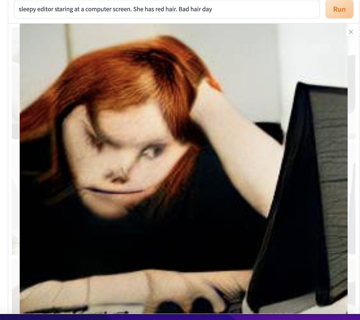 MLEeditor's tweet image. I made this self portrait, using huggingface.co.  Read @AaronHertzmann of @UW explaining the tech and pondering the future of art theconversation.com/give-this-ai-a…