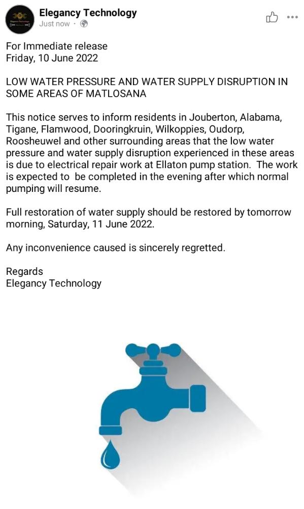 Elegancy_Tech's tweet photo. #ALERT #water #NationalShutdown https://t.co/f70YCC08v1