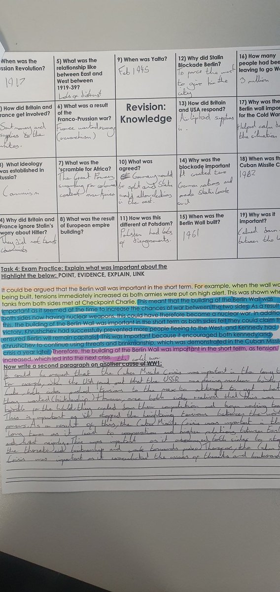 Revision season is in full flow. Great to see year 9s engaging in using our History Core of the Curriculum to help with revision