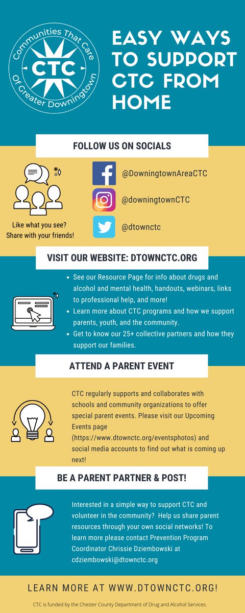 DtownCTC's tweet photo. Looking for ways to support our CTC efforts? We've got you covered! Most of these take less than 5 minutes and you don't even have to leave your couch - but the support we receive from you is invaluable. #feelgoodfriday #waystosupport #downingtownctc #downingtownpa https://t.co/6Oma6tGqaw