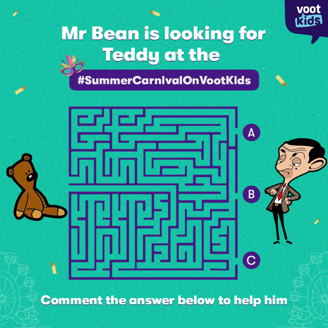 Voot_Kids's tweet photo. Mr Bean needs your help in finding Teddy 🧸 at the #SummerCarnvialOnVootKids. Comment with the correct answer below and show him where Teddy is 👇🏼
To play more such games, head to #VootKids.
Download the app now. #LinkInBio

#MastiMeinAchhai #365DaysOfKids #SummerCarnival https://t.co/Rcj8x6dSzD