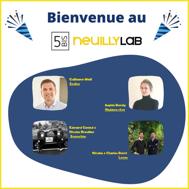 🙌 NeuillyLab accueille de nouvelles recrues ! 🙏 Nous souhaitons la bienvenue à Sophie Derely-Bossut (Madame rêve), Nicolas & Charles Durst (Leeen), Edouard Garand & Nicolas Breuillac (ZeeMotion ) et Guillaume Weill (Zoulloo) qui viennent renforcer les rangs du NeuillyLab !