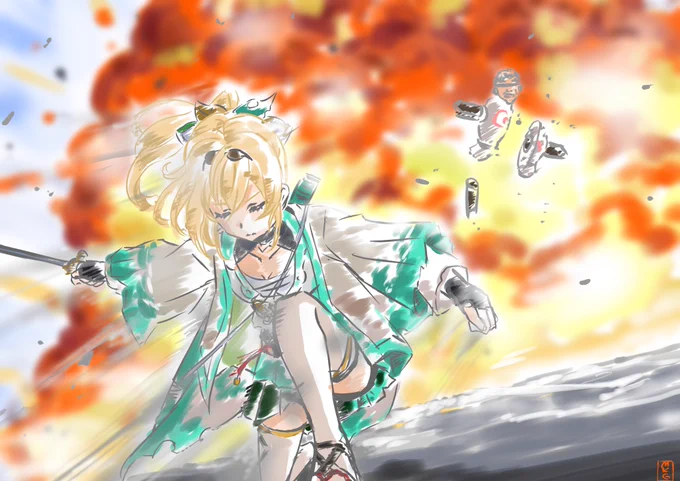 ござる斬!チャキ丸振るう、いろは殿かっこよかったでござる。    #いろはにも絵を #風真いろは3D 