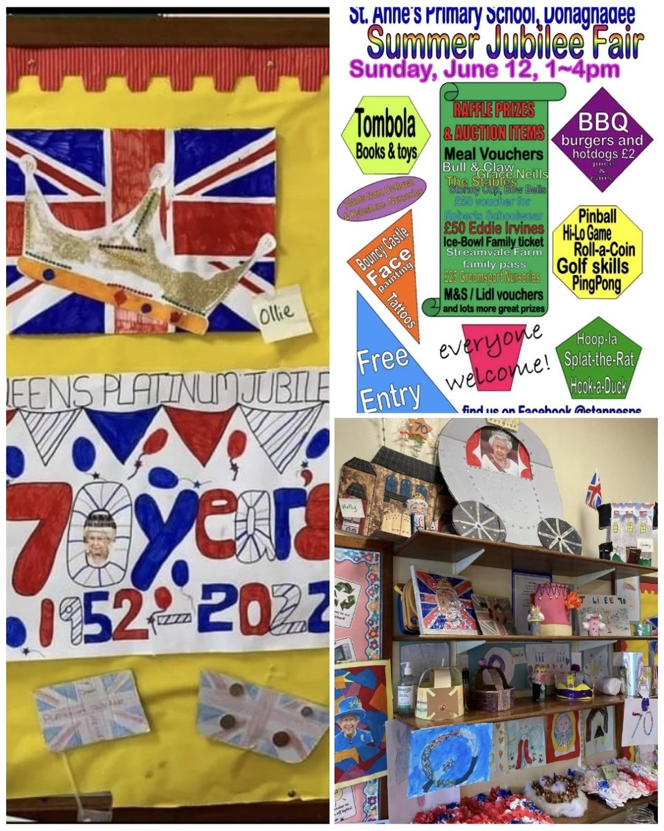 stannespsdee's tweet photo. What a talented lot we have at St Anne's!  Our Jubilee art will be on display at our Summer Fair, this Sunday from 1 - 4pm. 

Free entry, games &amp; tombolas. BBQ &amp; inflatables available. Everyone welcome!

#IntegrationWorks
#aschoolforall 
#stannesfamilyday https://t.co/so7oQh8SXV
