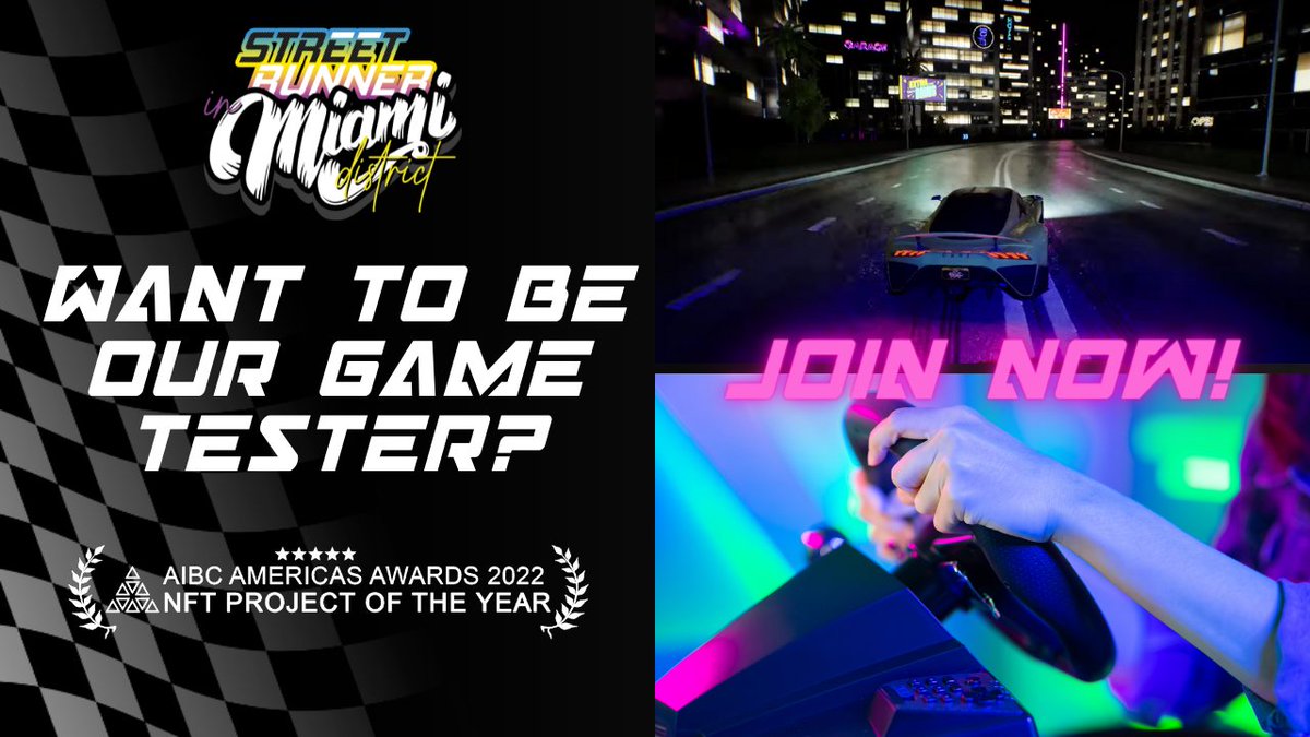 StreetRunnerNFT's tweet photo. 🌐The Metaverse racing video game: Street Runner  

Would you like to be a game tester? 🎮 

100 people will have the opportunity to experience it for the first time.

Become a Street Runner game tester now!🚀
https://t.co/FZhgMouRSe https://t.co/6tWMPhF4aa