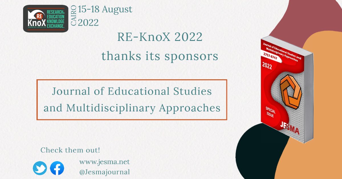 #ReKnox thanks @JesmaJournal for sponsoring our inaugural conference in #Cairo! Check out the latest #publications at jesma.net