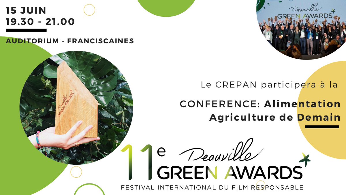 🌟Evènement🌟
🏆Les <a href="/DeauvilleGreenA/">Deauville Green Awards</a> reprennent, et nous sommes invités! 
 🌱Nous prendrons part à la conférence "Alimentation agriculture de demain en Normandie" le 15/06 de 19h30 à 21h !