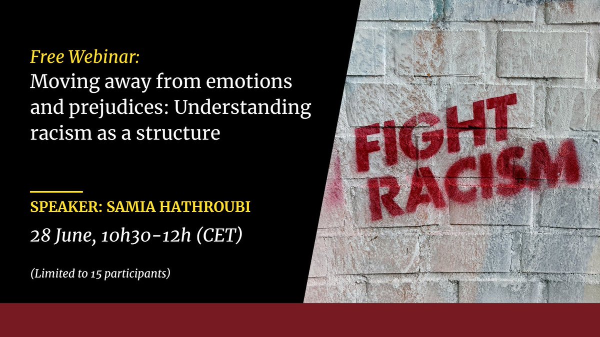 CitizensforEu's tweet photo. What can we do, as individuals and organisations, to become more aware about #racism &amp; contribute to dismantle oppressive and racist systems?
Join our #webinar with @HathroubiSamia on June 28th!
👉https://t.co/Sl3fFe10vQ https://t.co/4PREdP85gH