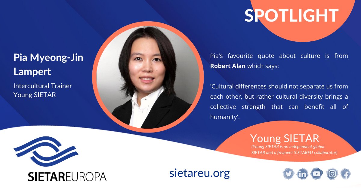 SIETAREUROPA's tweet photo. In today's Spotlight Pia Myeong-Jin Lampert answers an important question: What's your favourite quote about culture? Check out her response - and share your favourite quote in the comments! #SEUVC #SIETAR #interculturaltraining https://t.co/Bzc8UmnboZ