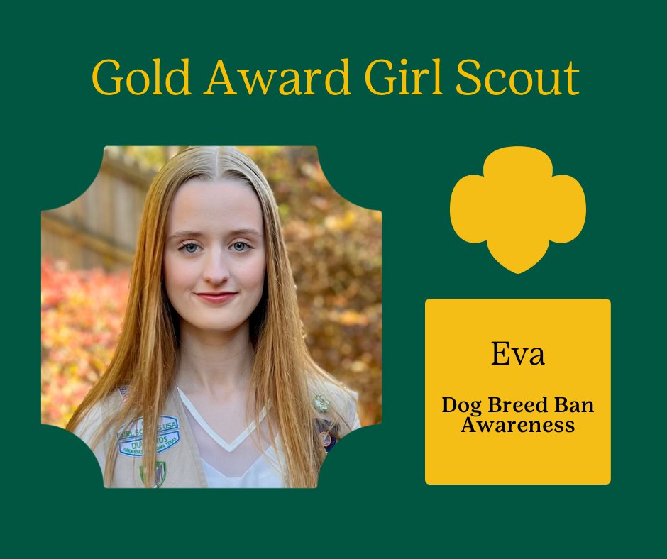 GS_Diamonds's tweet photo. Gold Award Girl Scout Eva Palmer learned of the ban on specific dog breeds in Maumelle and wanted to see change. She worked to overturn the ban on assigning “aggressive” to specific dog breeds. Learn more about Eva’s Gold Award 🏆: https://t.co/YRtEcOG1yp https://t.co/qMqKO1D3GQ