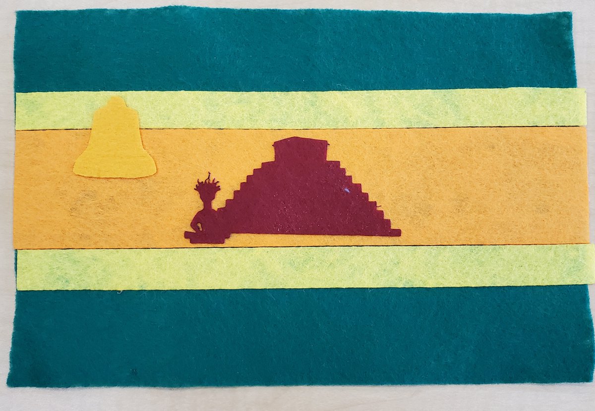 SrWhitford's tweet photo. My Spanish 4 sts created flags to represent what they believe symbolizes Mexico. Their creations became the central pieces of presentational speaking tasks. Big thanks to @BullisBITlab for helping the sts bring their designs to life. #creativity #presentationalspeaking https://t.co/1RXqLWFXZ2