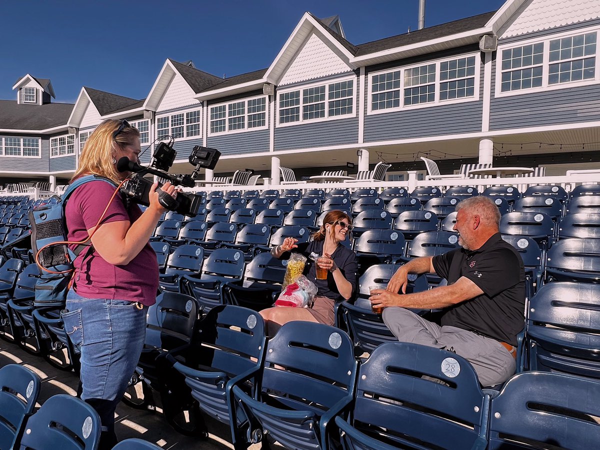 MadisonS_TV's tweet photo. How has my last day ’On the Road’ come so soon!?!??

The Traverse City Pit Spitters hit it out of the park this morning to show us all of the activites and games you can catch this 2022 season. 

At tonight’s games they’ll even have a human cannonball??? Come see if for yourself! https://t.co/tbLuGaeiCA
