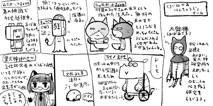 #ムイムイコミック 番外編
ムイムイ村のひみつ(登場どうぶつ?紹介) 
その5 黒犬神ロボットふしぎ研究所 