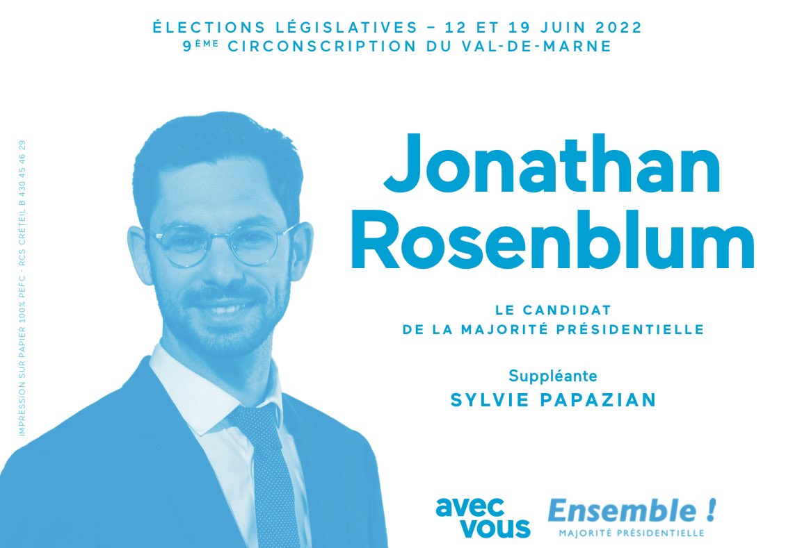 Jonathan_Rblum's tweet photo. Dimanche, un seul bulletin pour permettre au Président de la République d’avoir une majorité pour faire avancer le pays et vous protéger.

Pour le pouvoir d’achat
Pour l’éducation 
Pour la santé
Pour l’écologie
Pour la sécurité 

Je compte sur vous,nous devons gagner.
#Circo9409 https://t.co/evMH6l3Cll