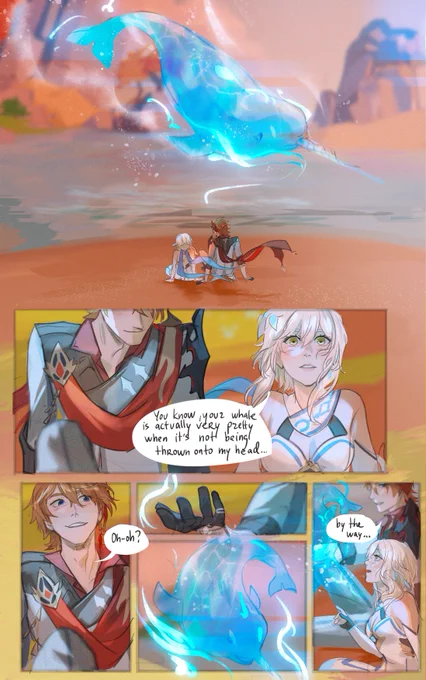 trust a Fatui Harbinger once and he'll throw a whale at you🐳

#genshinimpact #chilumi #childe #lumine #tartaglia #viria #art 