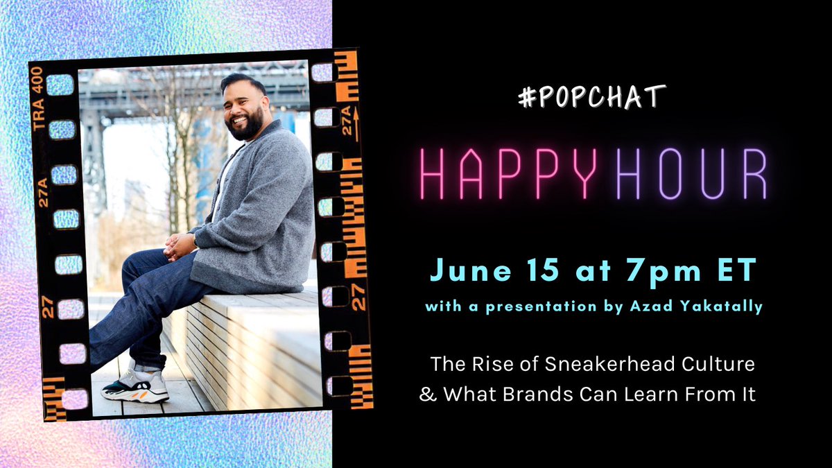 You won't want to miss our next #PopChat Zoom happy hour on June 15 at 7pm EDT! 

<a href="/AYakatally/">@ayakatally.bsky.social</a> is hosting and bringing us into the world of sneakerhead culture 😍

<a href="/Standcocktails/">Standish Cocktails</a> will be mixing some drinks for us. It should be a good time!

SIGN UP: bit.ly/3v8Z8wz