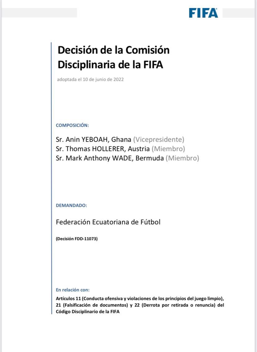 La FIFA rechazó el pedido de Chile y Ecuador jugará el Mundial de Qatar 2022