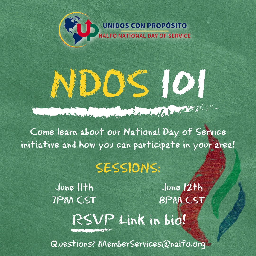 OfficialNALFO's tweet photo. Don’t forget NDOS 101 info sessions are this weekend! Come learn about our National Day of Service initiative and coordinator expectations 🔥 

#NALFO #NDOS2022 #NALFOUnited #LatinoGreeksUnited #UnidosConProposito https://t.co/64C79laXAG