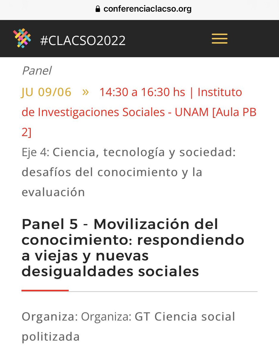 Ayer en #CLACSO2022 nos reunimos miembros del #GT Ciencia Social Politizada para reflexionar sobre viejas y nuevas desigualdades sociales que se agudizaron con la pandemia. Compartimos experiencias desde la #movilizacióndelconocimiento en diferentes contextos y perspectivas
🤓🙌🏻
