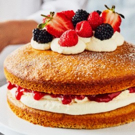 We are continuing the royal celebrations as her Majesty's birthday is next week! Keep the cakes coming and bake a delectable sponge cake topped with juicy strawberries. Add this royal cake to your menu: bit.ly/3CtOUuH #SpongeCakeRecipe #RoyalCake