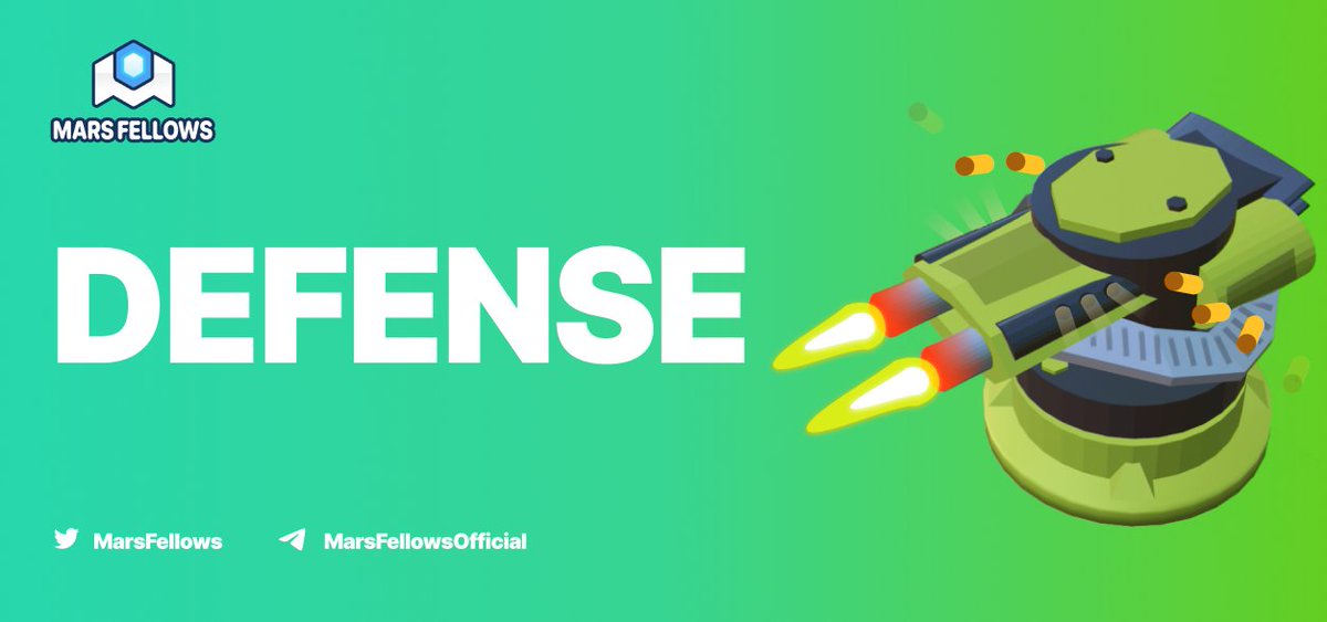 🔥#Defense in #MarsFellows #Metaverse🎯

Defend your base from opponents
🚀Create strong system with defensive buildings (artillery, walls and bombs)
📡Buy or win Shield - no one will attack you till it runs out
⚔️Keep your friends or Clan warriors in Tower - they can protect you