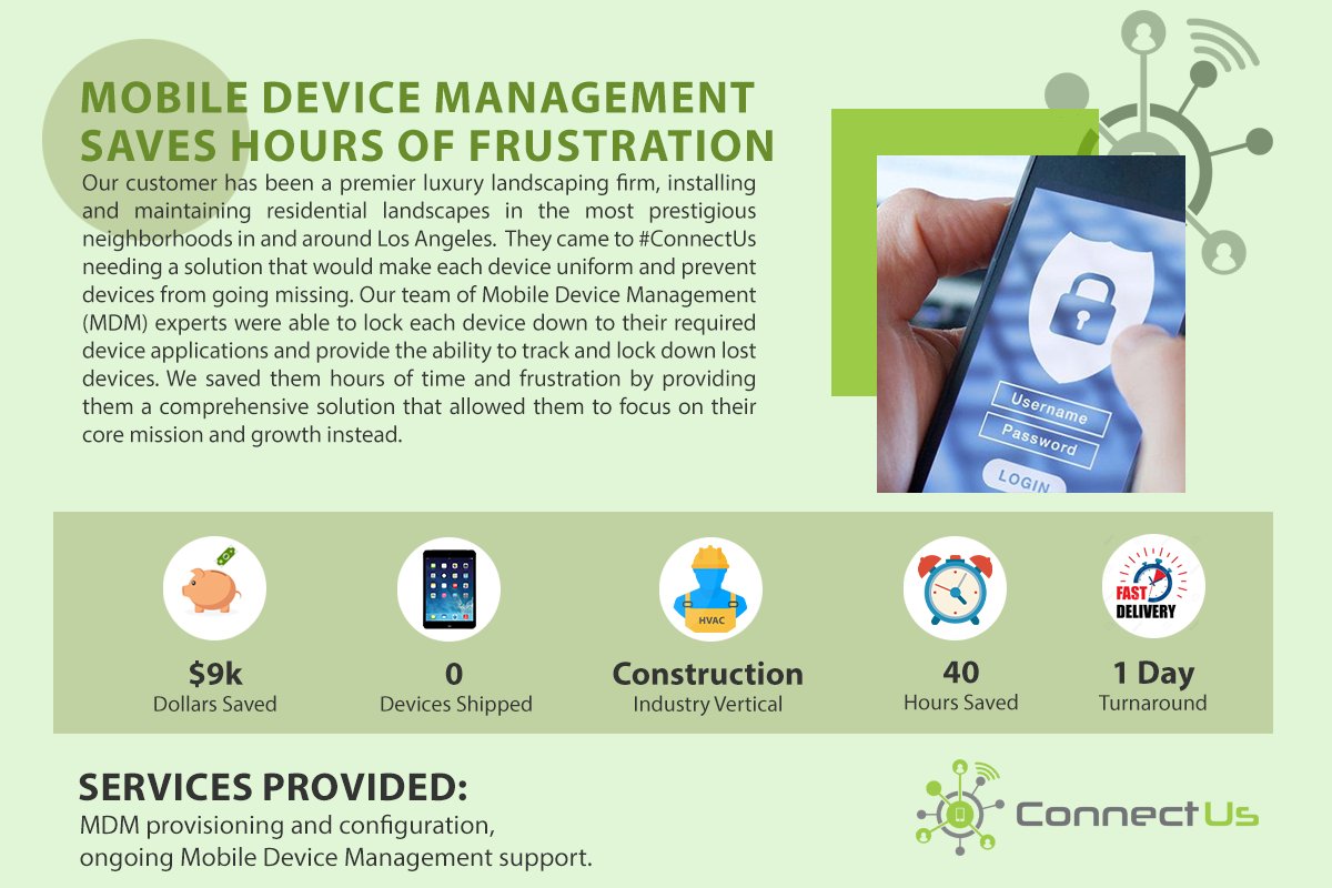 ConnectUsIoT's tweet photo. #constructionsolutions #landscapingservices #msp #mdm #mobiledevicemanagement #mobility #mobilitysolutions #mobilityasaservice #mobiltiyservcies #domobilitybetter #digitaltransformation #configurationmanagement #connectingtheworld #connectus #mobilitybetter https://t.co/6cdkkuGaNC