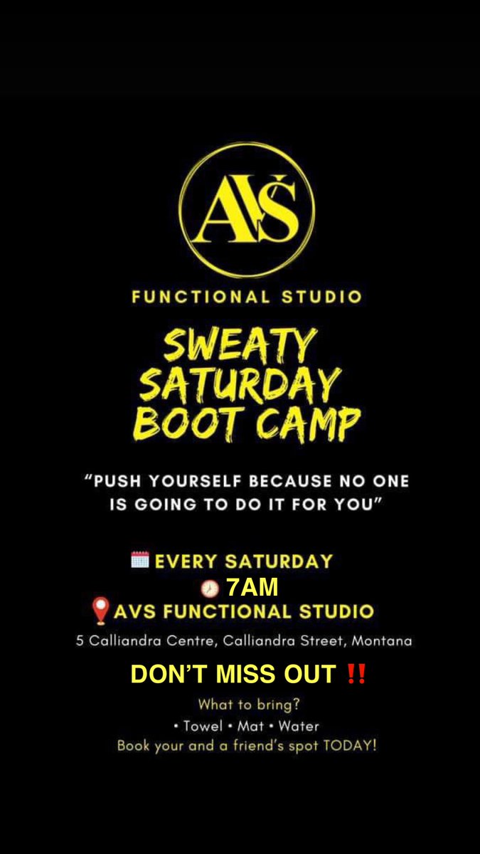 audas_vanschoor's tweet photo. LET’S GO
#SWEATYBOOTCAMP
WE BRING THE HEAT INDOORS 🔥
Calliandra Centre,
Calliandra St, Montana, Pretoria, 📍
🏋🏼♀️ You're invited 👈🏾
7AM TOMORROW.
#BootcampforBreakfast #NoExcuses #FetchYourBody2022
#functionaltraining #lifestyle #Consistency
#Avsfitness #TEAMAVS https://t.co/Ehgf3NBPX4