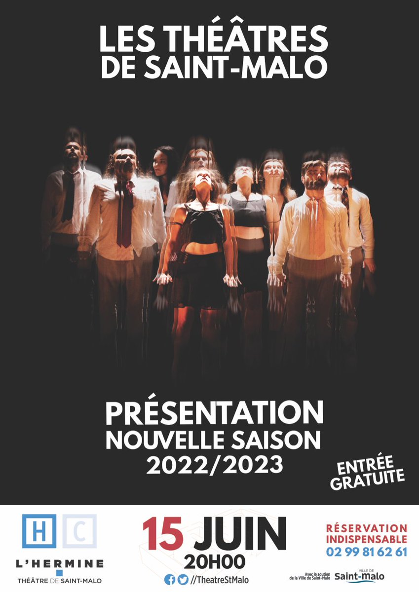 [NOUVELLE SAISON !]
Venez découvrir la nouvelle saison des Théâtres de Saint-Malo ! Laurent Ziveri et l'équipe des Théâtres vous donnent rendez-vous pour une soirée conviviale où vous sera présentée la prochaine programmation : pluridisciplinaire, éclectique et diversifiée.