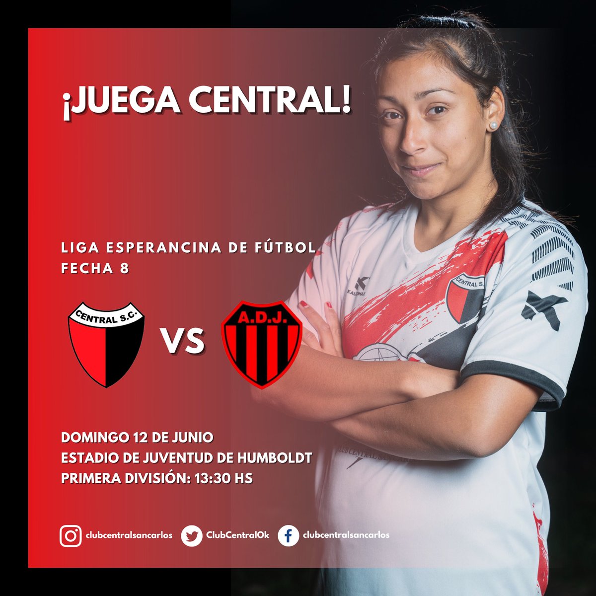 ClubCentralOk's tweet photo. ¡Este finde visitamos Humboldt! En cancha de Juventud, el femenino se mide ante @ADJuventud2 💪🏻

#VamosLasPibas ❤️🖤 https://t.co/4zwB0I7IWG
