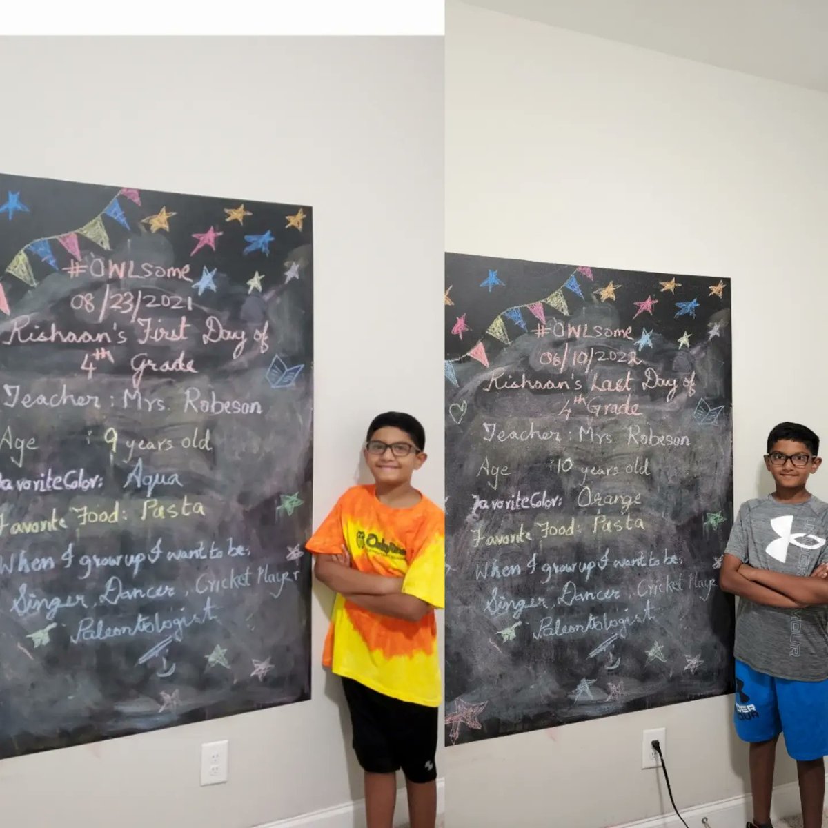ritikamenon's tweet photo. Last day of 4th grade @OakviewElem... We love Mrs. Robeson... Not much has changed except his favorite color which is now orange! #goteamorange... So glad we had one full year in-person after what seems like ages! #summerbreak #dontgrowuptoofast https://t.co/k1MQz31v8B