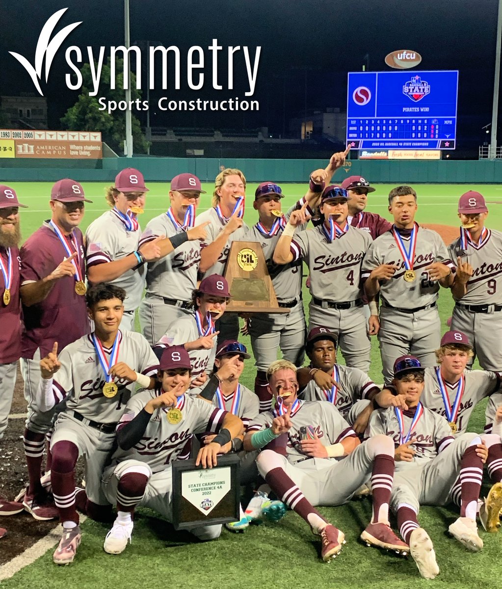 Symmetry_Sports's tweet photo. Congratulations to the @SintonPirates on winning the Conference 4A #Baseball #StateChampionship! 🥇 As an official 2021-22 #UIL Sponsor, #Symmetry was proud to present a commemorative gift to Head Coach Adrian Alaniz celebrating the hard work of the coaches and athletes! ⚾️ https://t.co/iXMBh22S5P