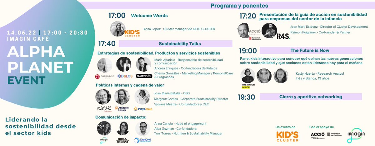 KIDSCLUSTER's tweet photo. 📢Las organizaciones del sector #kids estan liderando la #sostenibilidad
🌍En #AlphaPlanetEvent conoceremos las experiencias de profesionales de empresas líderes en sostenibilidad y qué opinan las nuevas generaciones
📝Inscríbete aquí: https://t.co/u9bf8JOalW
🚀¡Te esperamos! https://t.co/nUiv0zN9hb