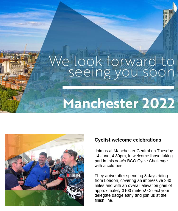 exigere's tweet photo. Best of luck to all the cyclists setting off for the @BCO_UK #Manchester conference this Sunday. @exigere Partner David Happell will be taking part for what will be a great event - let’s hope the weather is like it is today!

Find out more here: https://t.co/HqFsyC9sIi https://t.co/1KMg2kksM4
