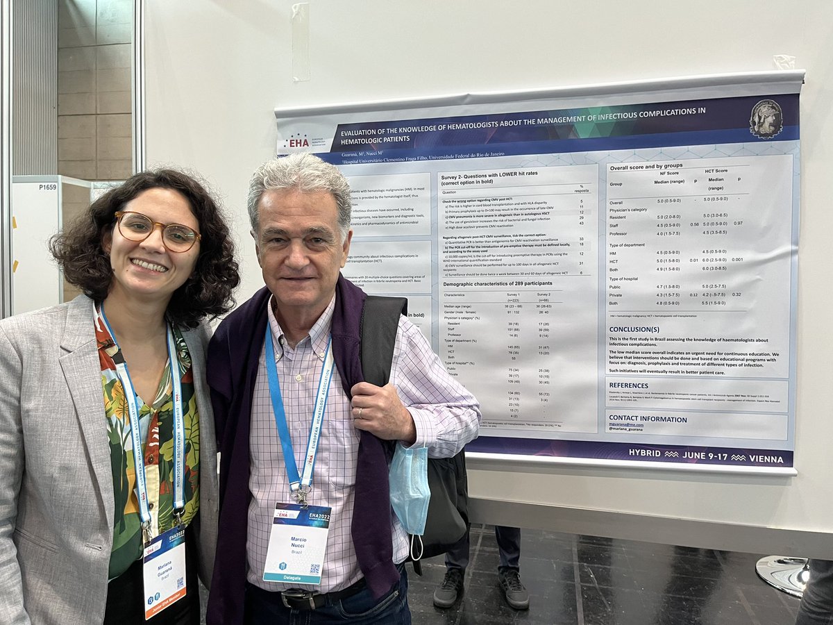 So happy to present my poster at #EHA22 with my mentor @MarcioNucci2018 . We have to represent brazil 🇧🇷🇧🇷🇧🇷