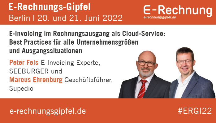 vereonag's tweet image. #EInvoicing im Rechnungsausgang als #Cloud-Service: Best Practices für alle Unternehmensgrößen und Ausgangssituationen präsentiert von Peter Fels, @SeeburgerNews und Marcus Ehrenburg, @SupedioG 
beim #ERGI22!
#ZUGFeRD
#XRechnung
#Peppol
Jetzt anmelden e-rechnungsgipfel.de