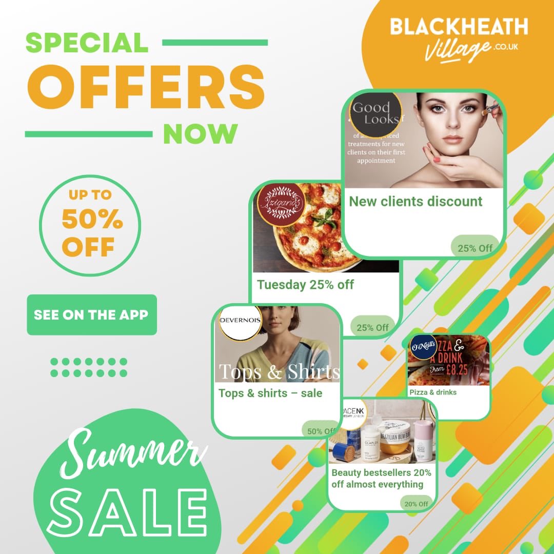 blackheath_v's tweet photo. Don’t forget to visit our website and App for the latest offers in Blackheath. If you have any offers you want including please email us at info@blackheathvillage.co.uk or register on our website. #blackheathvillage #Blackheath @LewishamCouncil @Royal_Greenwich https://t.co/pj0k4845yy