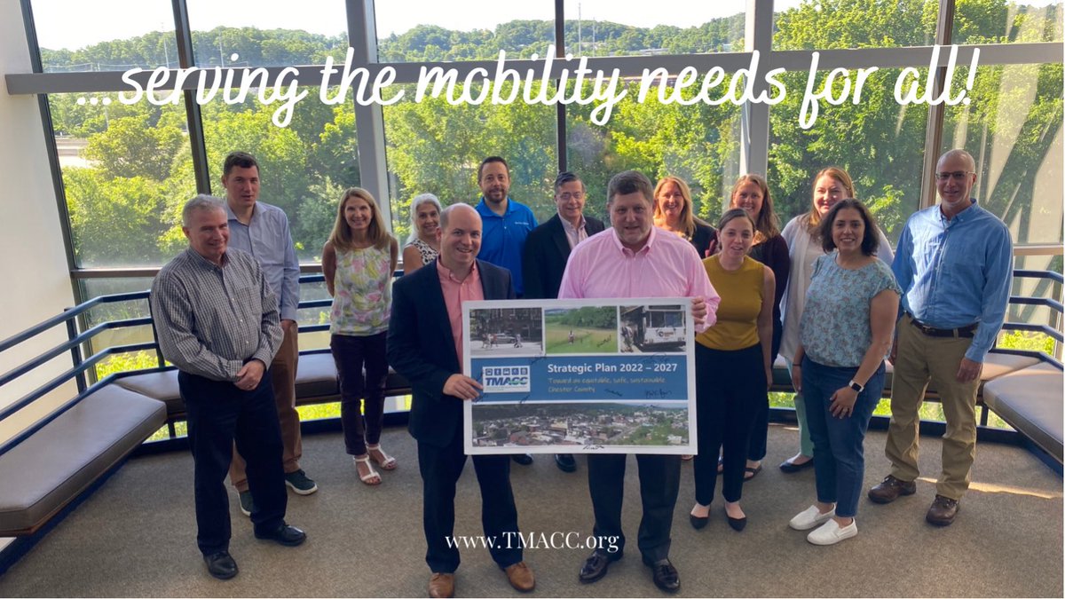 chescobus's tweet photo. Today, TMACC Board of Directors adopted a new 5-yr strategic plan.
“An equitable, safe, and sustainable multimodal system serving the mobility needs for all in Chester County.” Thank you @PennDOTNews and @GannettFleming (Keith Chase and Michelle Brummer) @ChescoPlanning  @DVRPC https://t.co/xb3NIWy3Fo