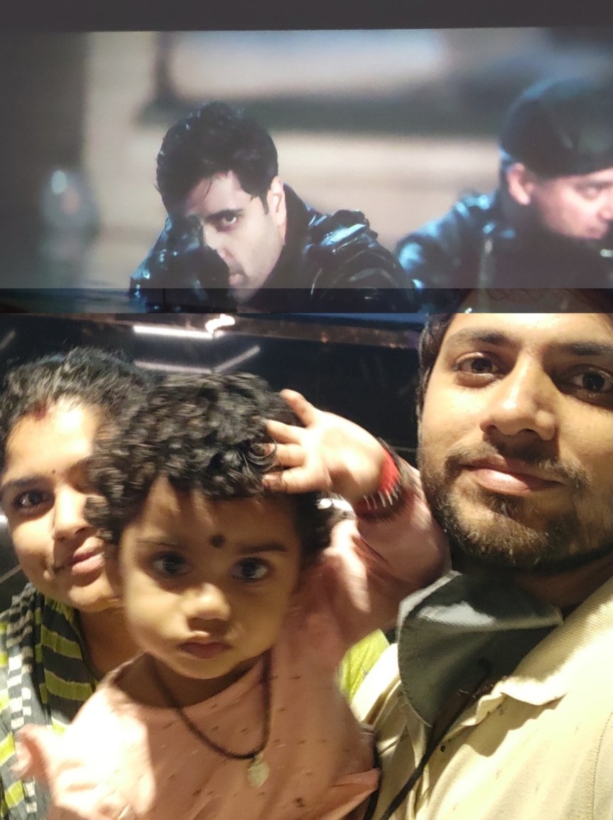 My  Daughter's (1 year old) first theatre experience with #MajorTheMovie  Look whom she is saluting to.. #Thanks_forthe_Epic @AdiviSesh bro , kudos to entire #Major team @SashiTikka @SricharanPakala