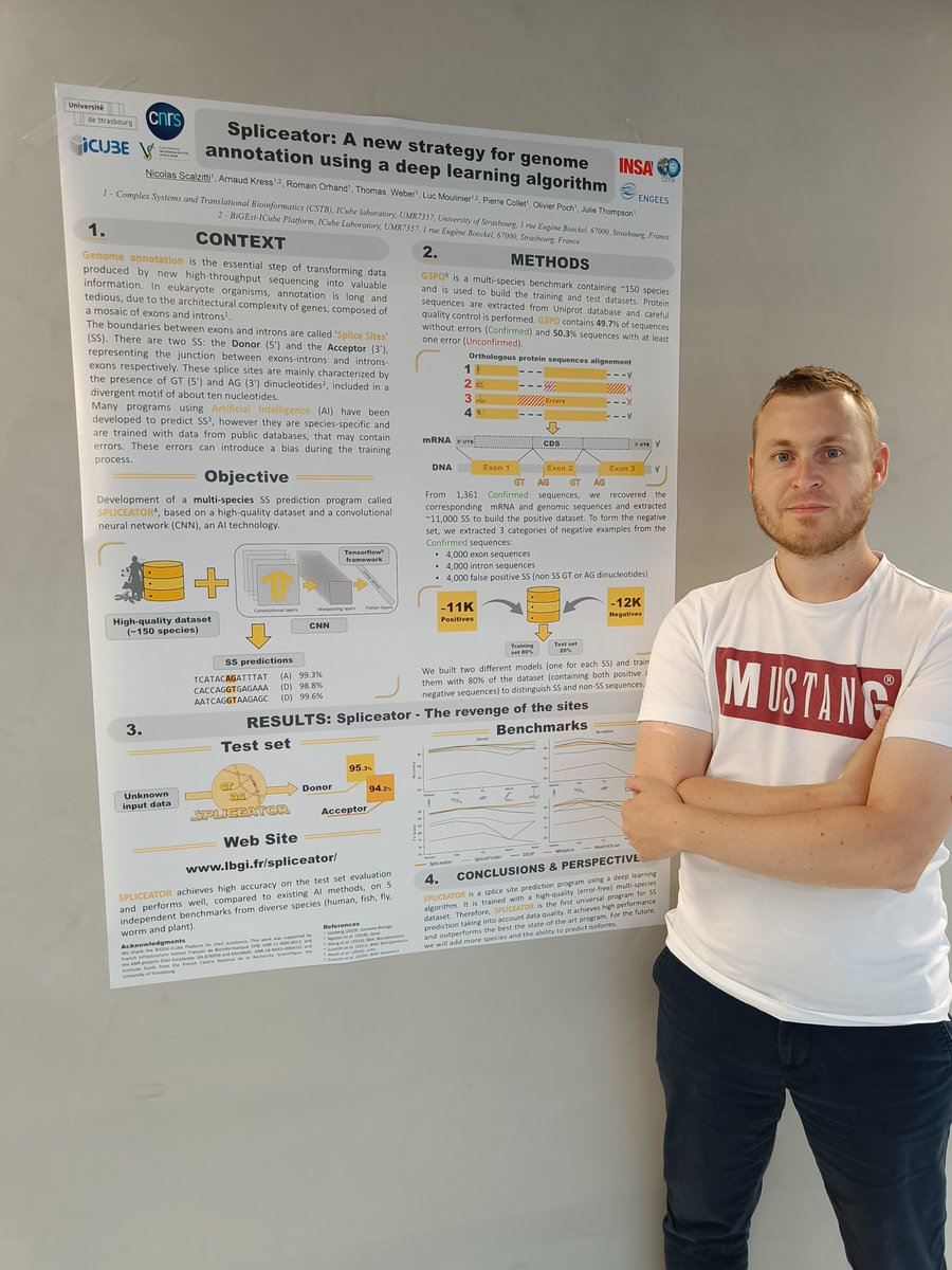 Nicolas_S68's tweet photo. Thanks to @CRBS_Strasbourg, for giving us the opportunity to share our research at #CRBSdays!
It was a pleasure to present #Spliceator, a universal predictor of eukaryotic splice sites. https://t.co/57RDGbRXQG