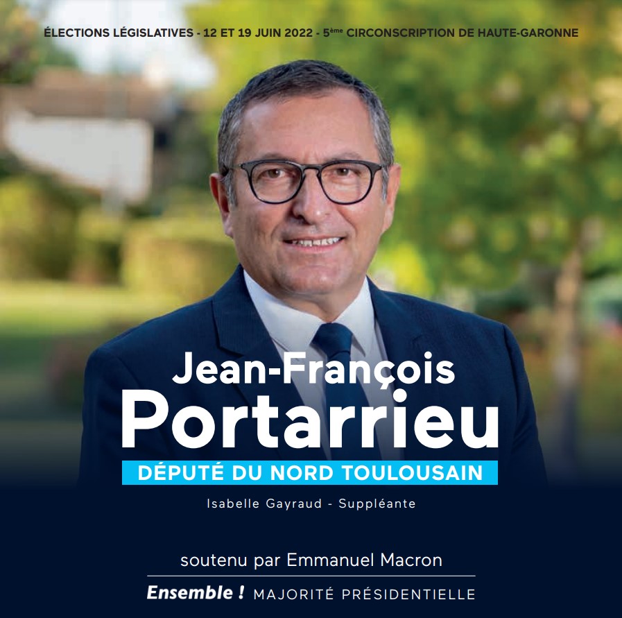 Les 12 et 19 juin, pour continuer à défendre notre nord toulousain, ses habitants, ses entreprises, ses forces vives... il n'y a qu'un seul candidat : Jean-François #Portarrieu. C'est un bon député : gardons-le !
#legislatives2022 #HauteGaronne #circo3105