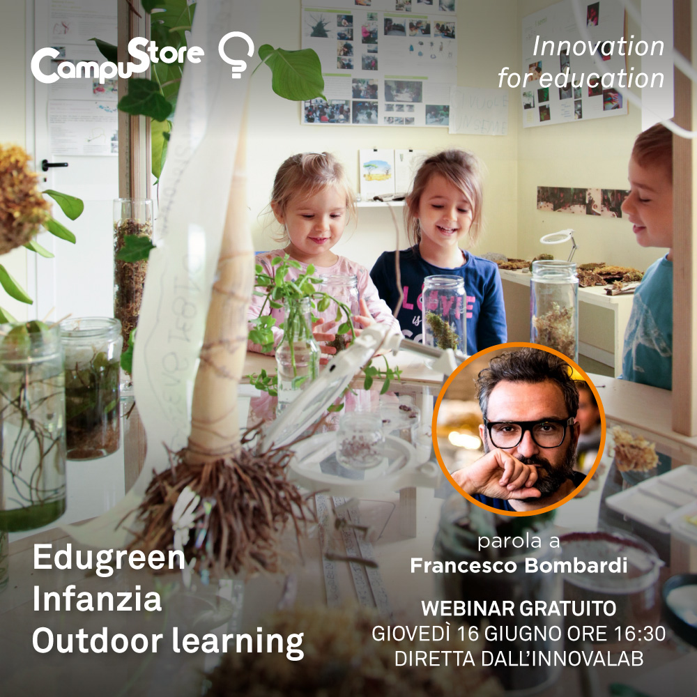 Giovedì 16 giugno alle 16.30 un #Webinar su Ambienti innovativi per l’#infanzia, #edugreen e outdoor learning: la parola all'#architetto Francesco Bombardi
👉Iscriviti: go.campustore.it/webinar2206Bom…

Il webinar è gratuito e certificato, slide e registrazione a tutti gli iscritti!
