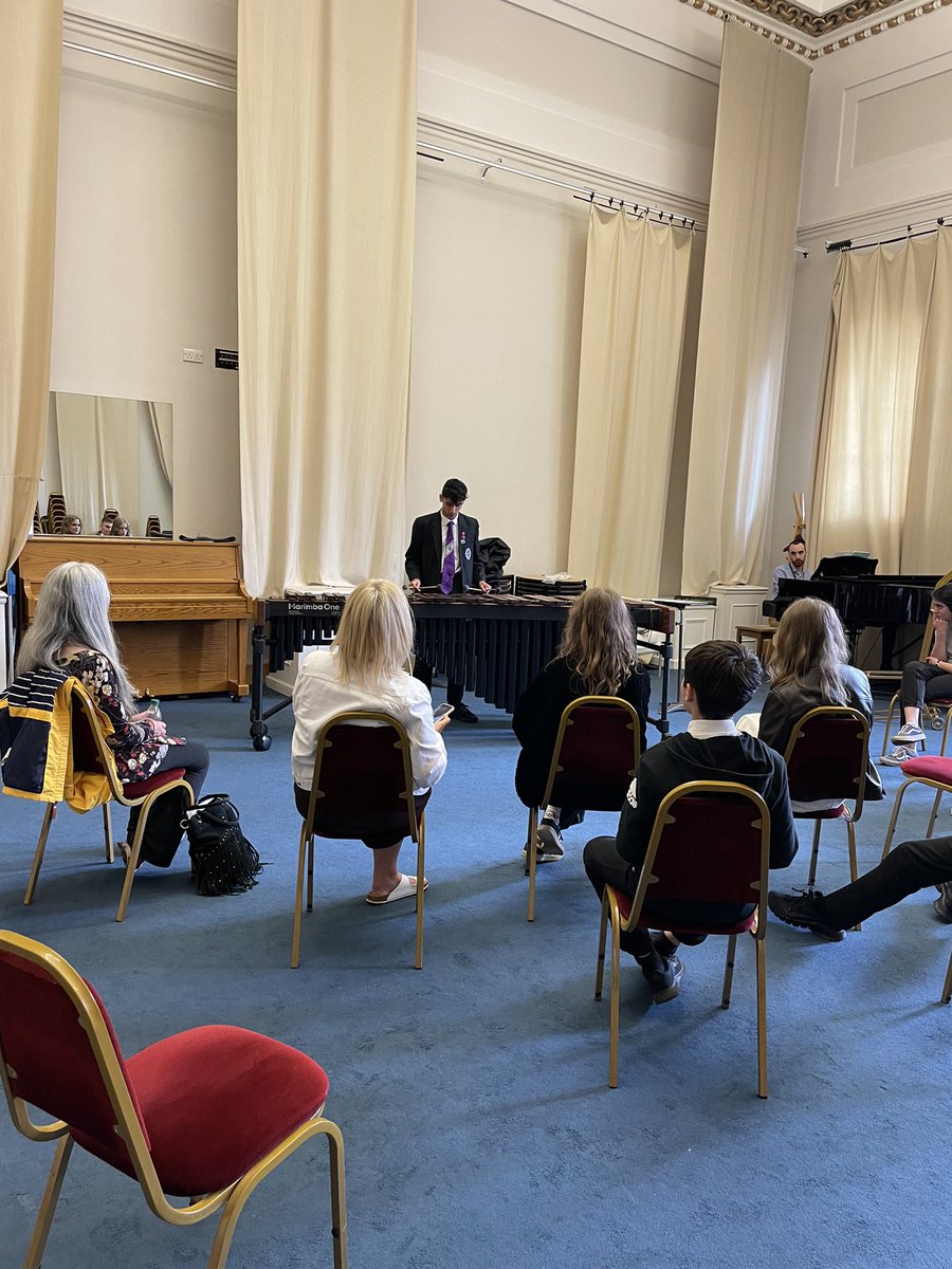 Had a delightful day with the <a href="/GlasgowCREATE/">Glasgow CREATE</a> percussionists as we got to listen to <a href="/DameEvelyn/">Evelyn Glennie</a> rehearse with the <a href="/BBCSSO/">BBC Scottish Symphony Orchestra</a> then have a chat with her afterwards. We also got to try out our new 5 octave <a href="/MarimbaOne/">Marimba One</a>! #bestdayever #teampercussion