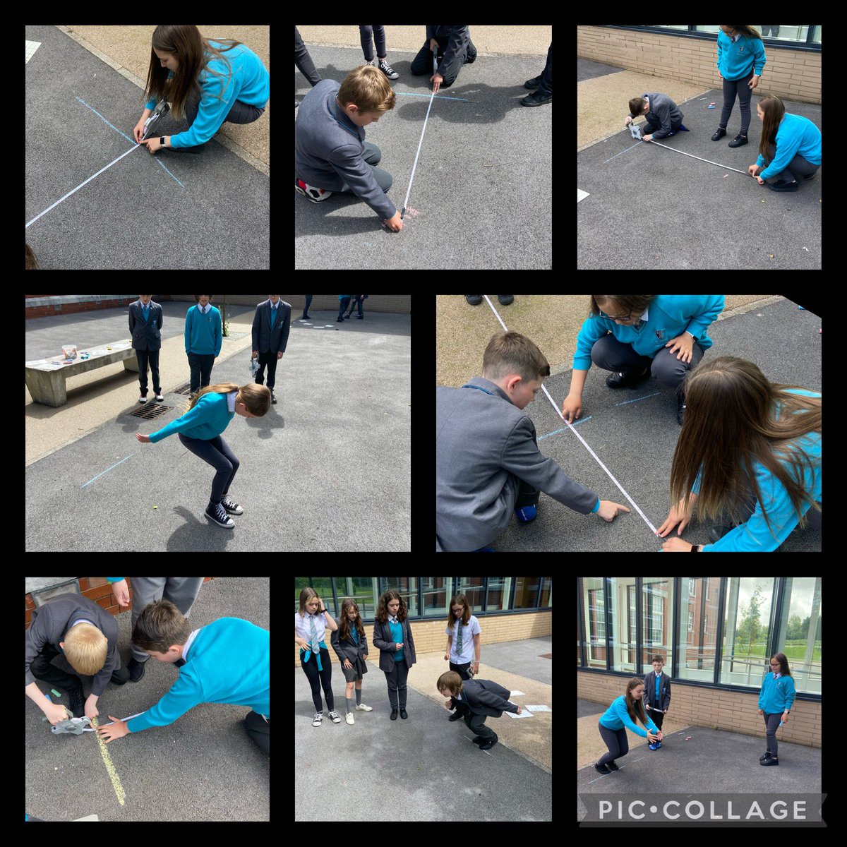 TCS_Y5_Y6's tweet photo. Lots of great measuring work conducted by pupils in #6ND today out on the courtyard! Some great jumping techniques observed along with careful and accurate measuring! The pupils were investigating if there was a relationship between height and standing long jump distance 📝❓📏 https://t.co/zdIZew0Hve