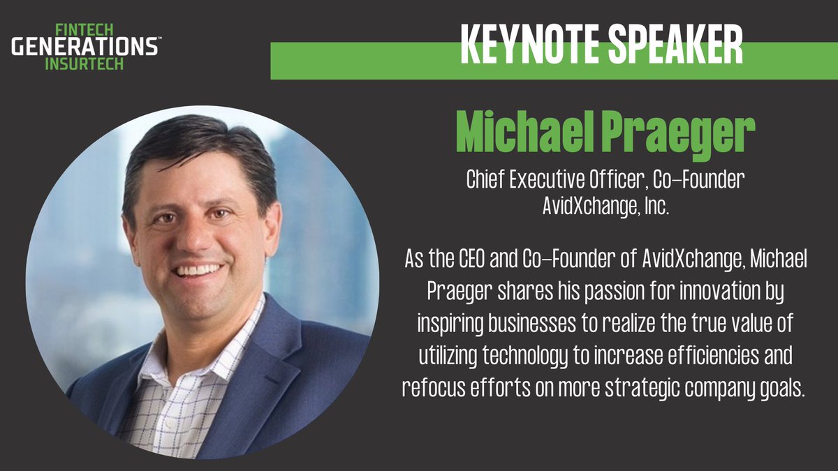 We are extremely excited to announce  Keynote speaker, Michael Praeger Chief Executive Officer, Co-Founder at AvidXchange, Inc.! Buy your tickets today  👉 bit.ly/3JLsrvo