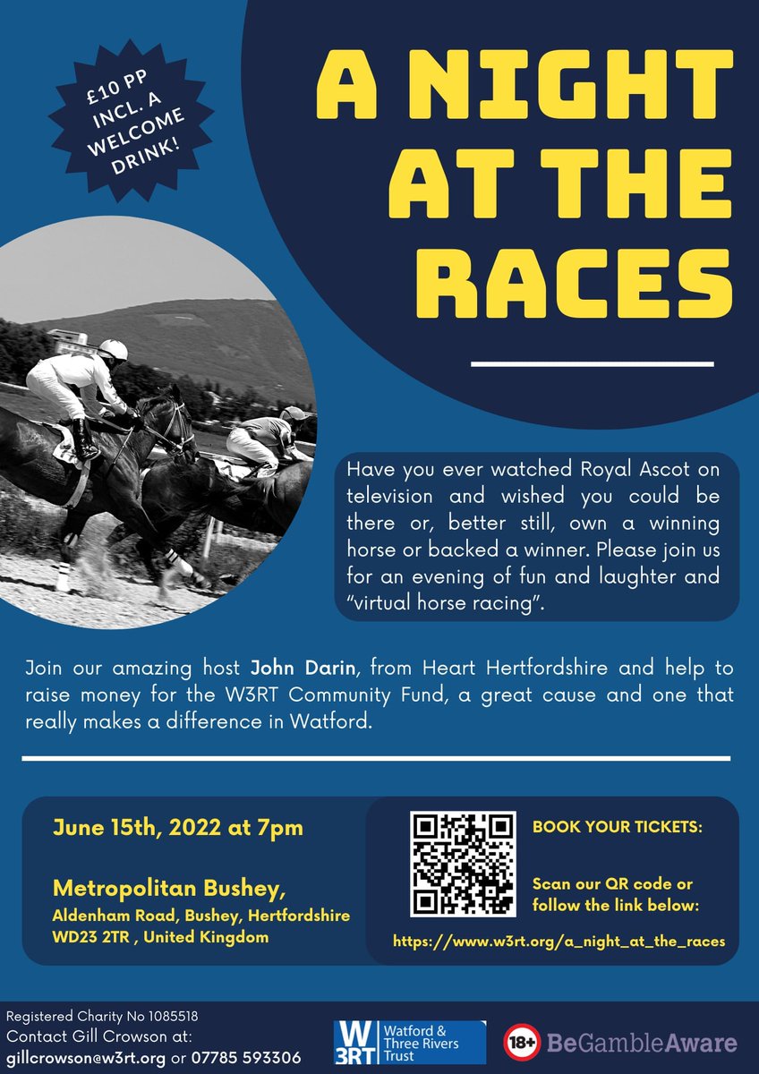 We hope you can join us for our next fundraising event for the W3RT Community Funds - a  night at the races for Royal Ascot week 🐎🎉
Info above and booking link below:
w3rt.org/a_night_at_the…
