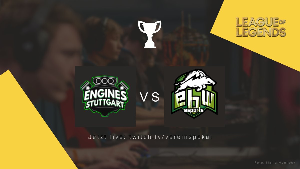 👉Finale!👈
Im Bo5⃣ zwischen 
<a href="/engines_stgt/">Engines Stuttgart e.V.</a>  🆚 <a href="/EbwEsports/">ebw.esports e.V.</a> 

Schaltet ein:
🖥️ twitch.tv/vereinspokal

#ESBD #League_of_Legends #Breitensport