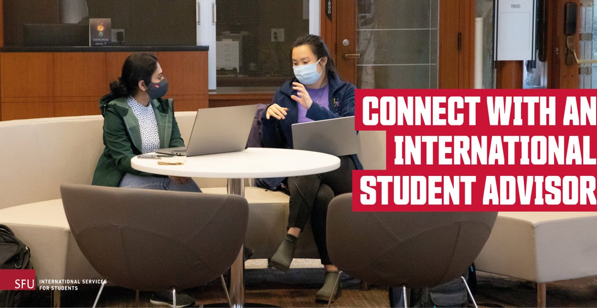 SFUVan's tweet photo. Are you looking to connect with an International Student Advisor? Do you need support with Canadian immigration documents or regulations? Meet with an advisor in-person at @SFUVan or connect virtually or by phone! Learn more: https://t.co/kGHkcd3Uww https://t.co/Nm2N4noHmH