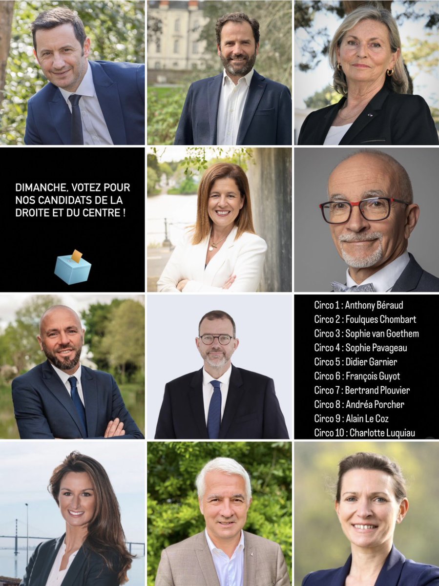 🗳 Dimanche, votez pour des députés enracinés, courageux et fidèles à leurs convictions : votez pour les 10 candidats de la droite et du centre. Bravo à chacun d’eux : la fidélité à leurs convictions nous permettra de reconstruire ensemble !