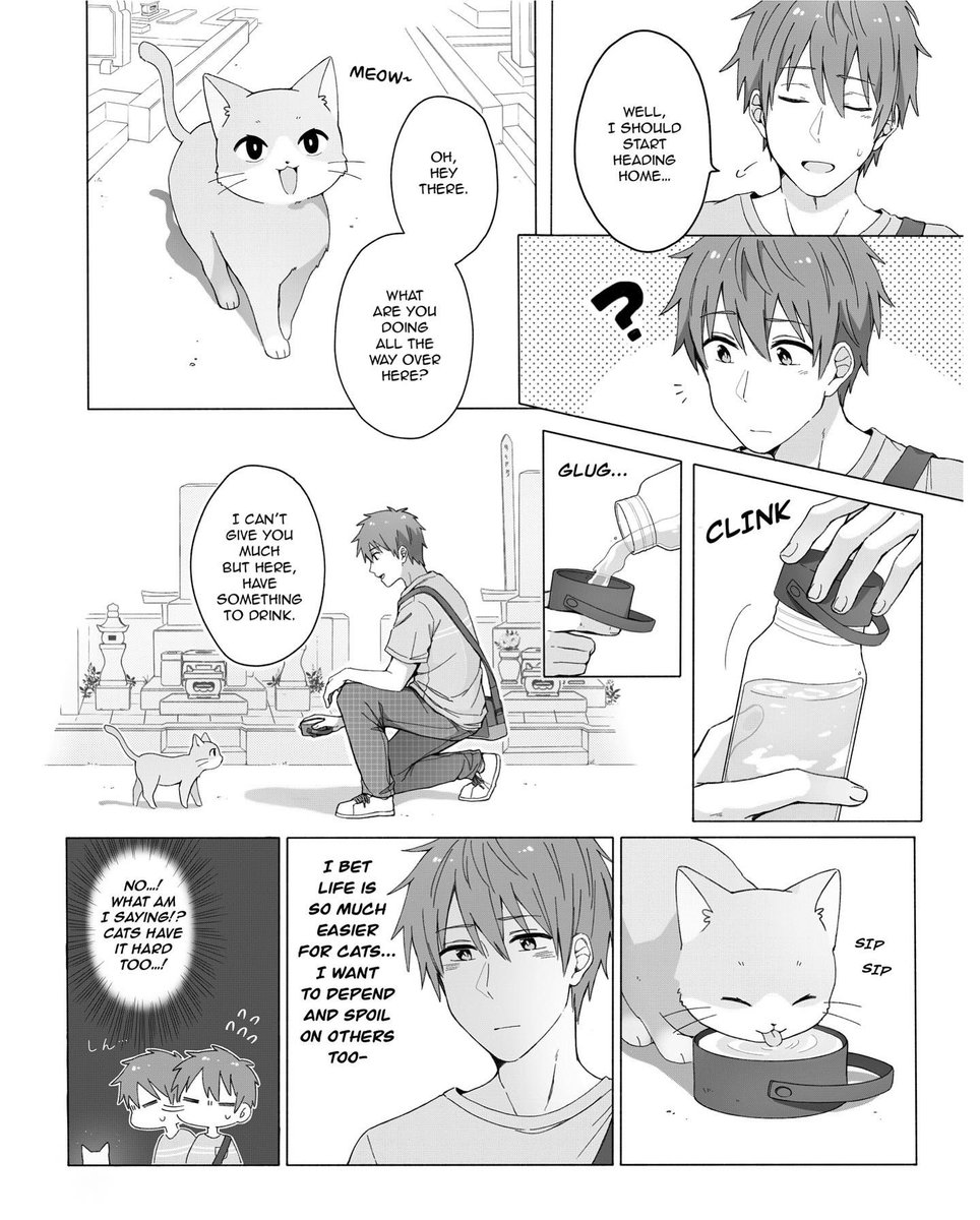 NEKONARA pgs.1-4 (ENG)

The story takes place in Yanaka, Japan, also known as cat town. After the loss of his mother, Daichi slowly starts to lose his purpose in life, until he meets Kone, whose first encounter with a human… is this some kind of fate? 