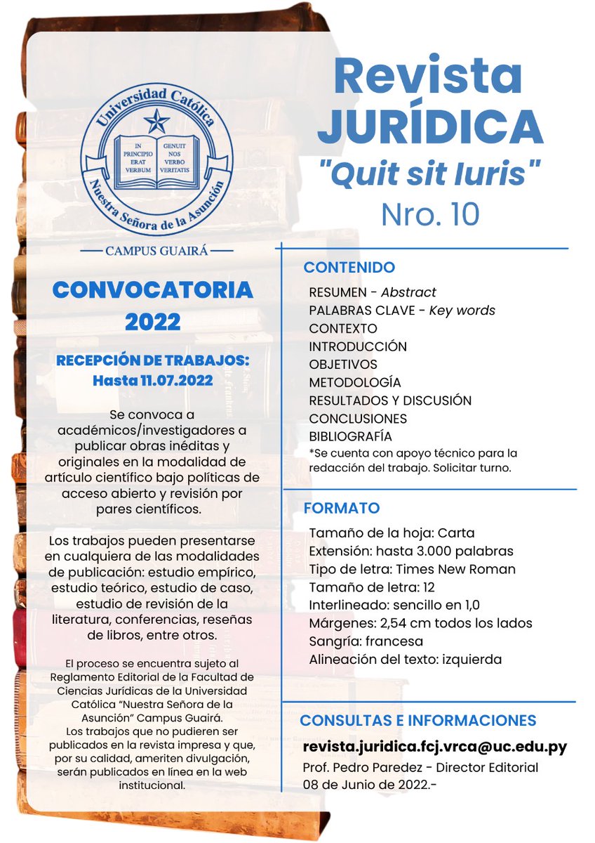 📢Atención

Convocatoria 2022 de la Revista Jurídica "Quit sit Iuris" Nro. 10 

Campus Guairá <a href="/unicatolicapy/">Universidad Católica (UC) 🇵🇾</a>